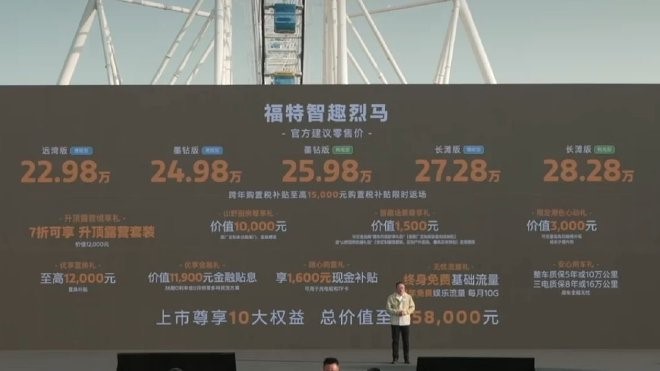 售22.98-28.28万元 福特智趣烈马正式上市